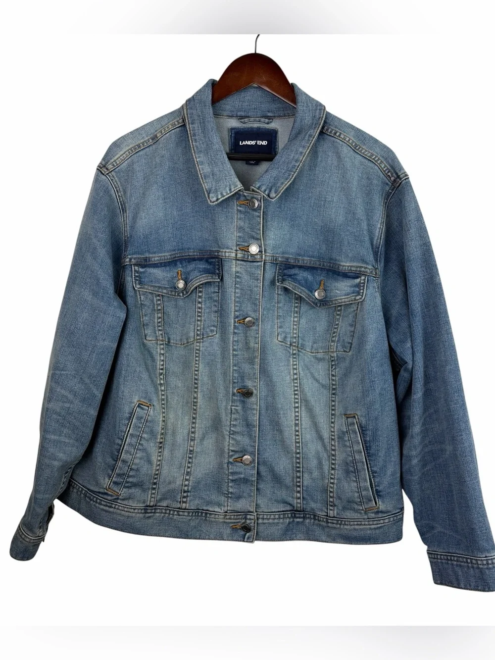 Lands End | Blue Denim Button Classic Jean Jacket